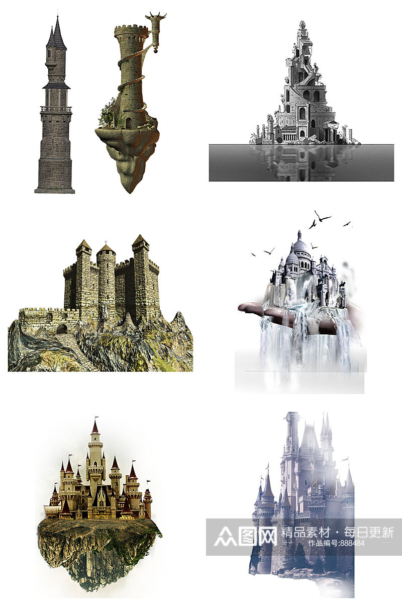 精品欧洲古城堡免抠素材设计素材