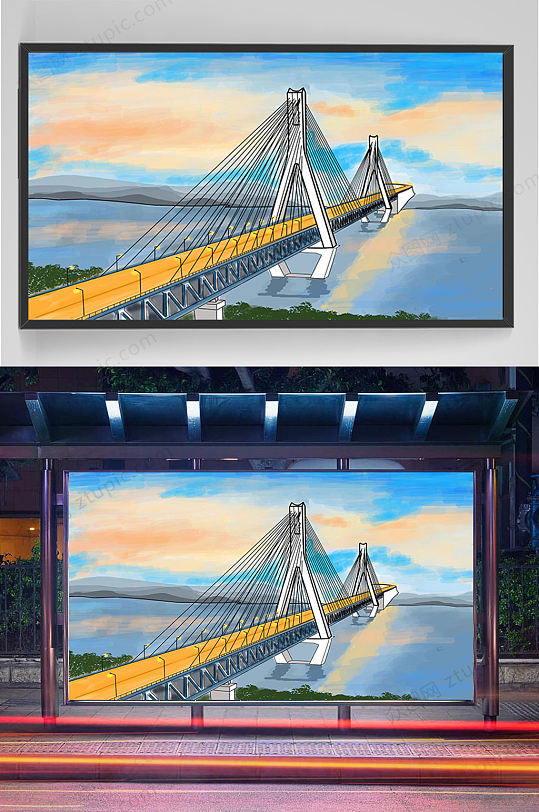 矢量建筑北盘江大桥插画