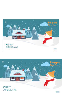 精品手绘雪人圣诞节插画设计