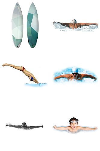 精品滑板游泳免抠素材设计