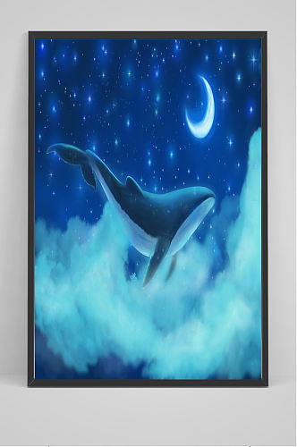 鲸鱼梦想手绘插画设计