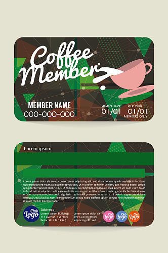 时尚咖啡饮品店VIP会员卡