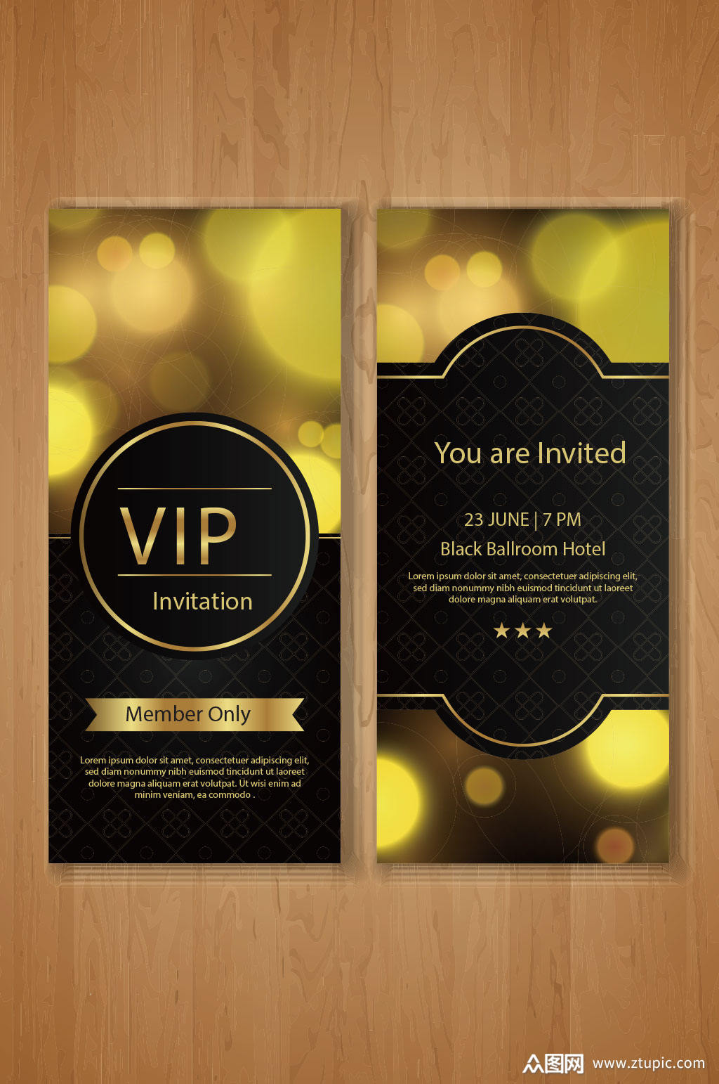 极品黑金酒店vip会员卡模板设计