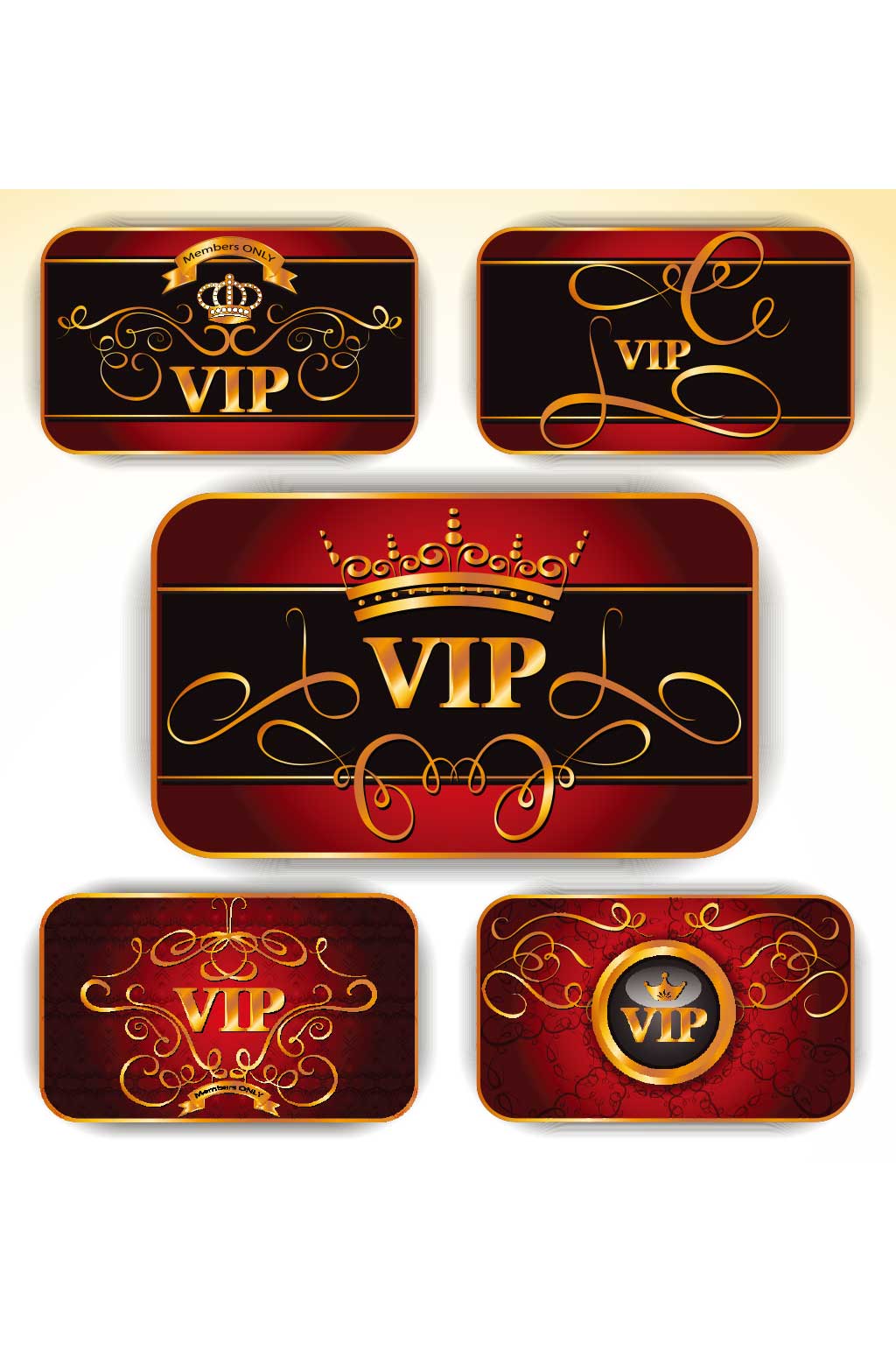 红色欧式vip会员卡模板设计素材