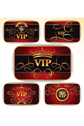 红色欧式VIP会员卡模板设计