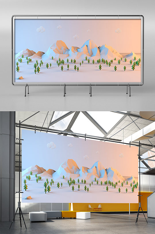 C4D卡通场景建模渲染-众图网