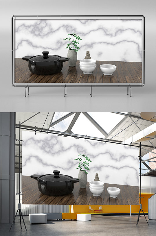 C4D茶具意境模型-众图网