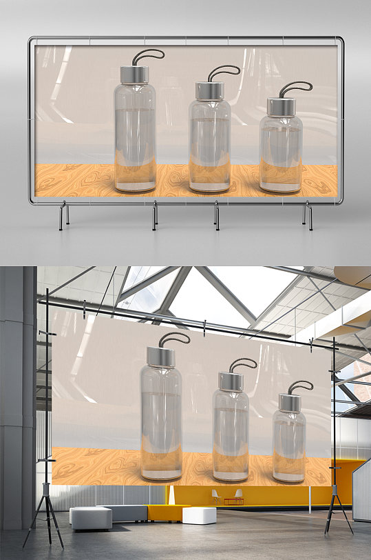 C4D透明塑料瓶产品-众图网