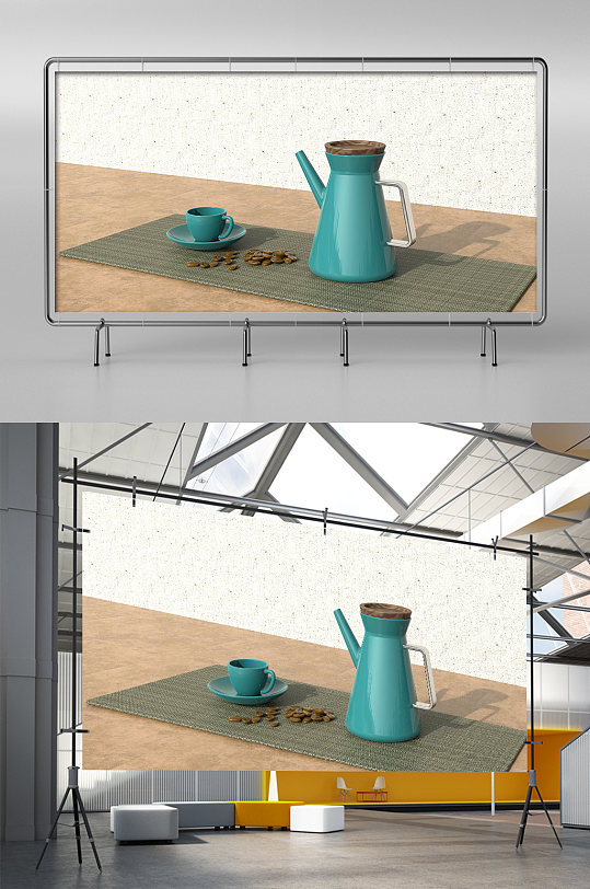 C4D茶壶产品海报-众图网