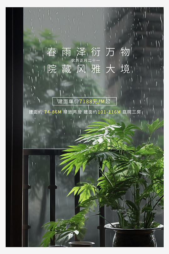 商水谷雨惊蛰地产园林景观海报