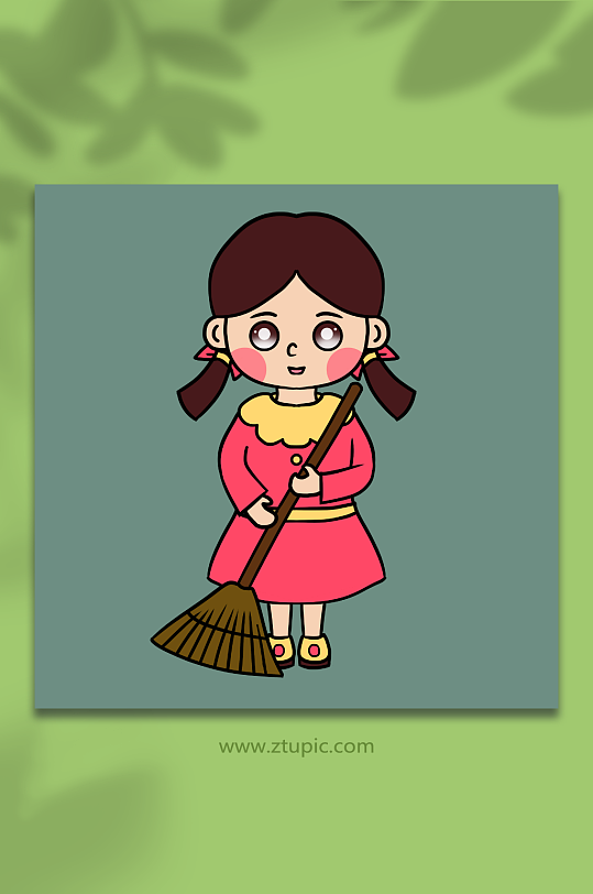 打扫卫生小女孩图片-打扫卫生小女孩素材下载-众图网