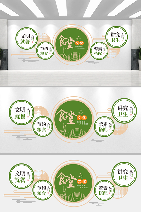 节约粮食绿色食堂布置文化墙