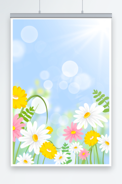 春天春季花朵植物插画背景
