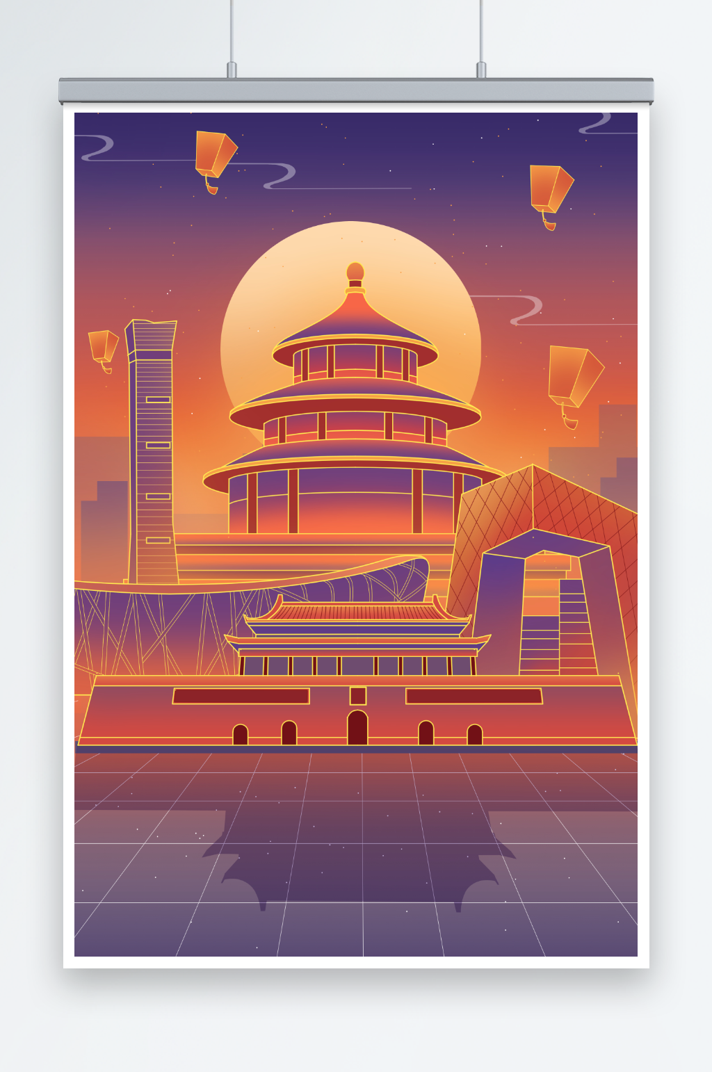 城市地标北京插画素材