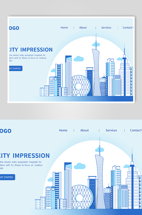 广州小蛮腰蓝色城市风光建筑地标网页扁-众图网