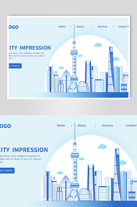 蓝色上海东方明珠城市风光建筑地标AI-众图网
