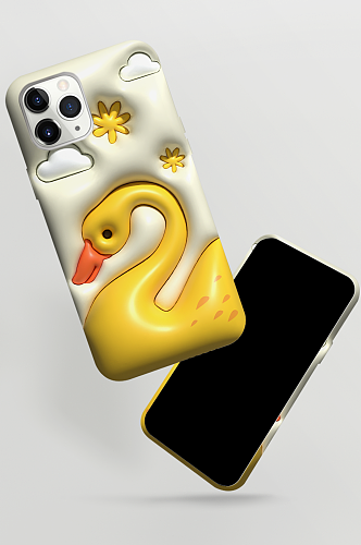 膨胀风萌趣黄色大鹅原创动物插画手机壳