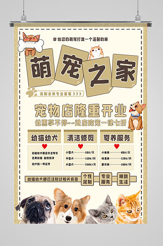 宠物生活馆服务项目宠物促销宣传海报
