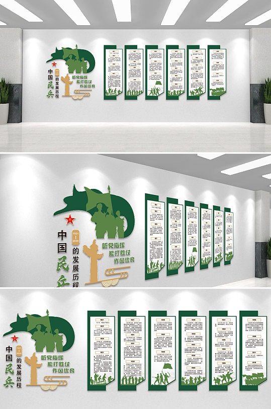 中国民兵发展历程文化墙展馆