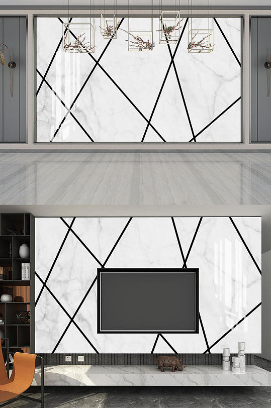 线条几何电视背景墙