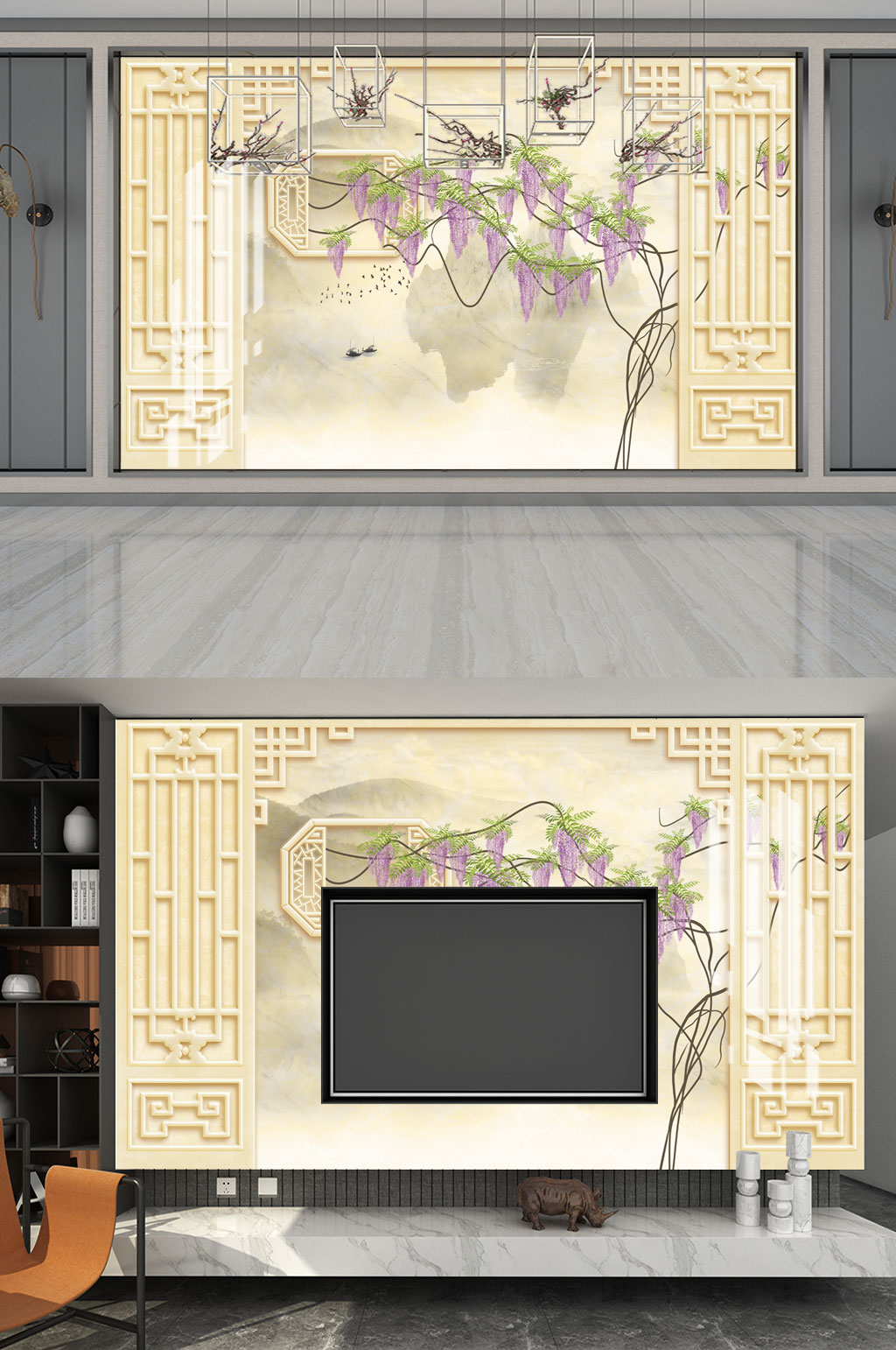 花藤电视机背景墙素材