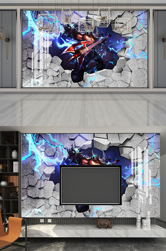 游戏主题电视背景墙-众图网