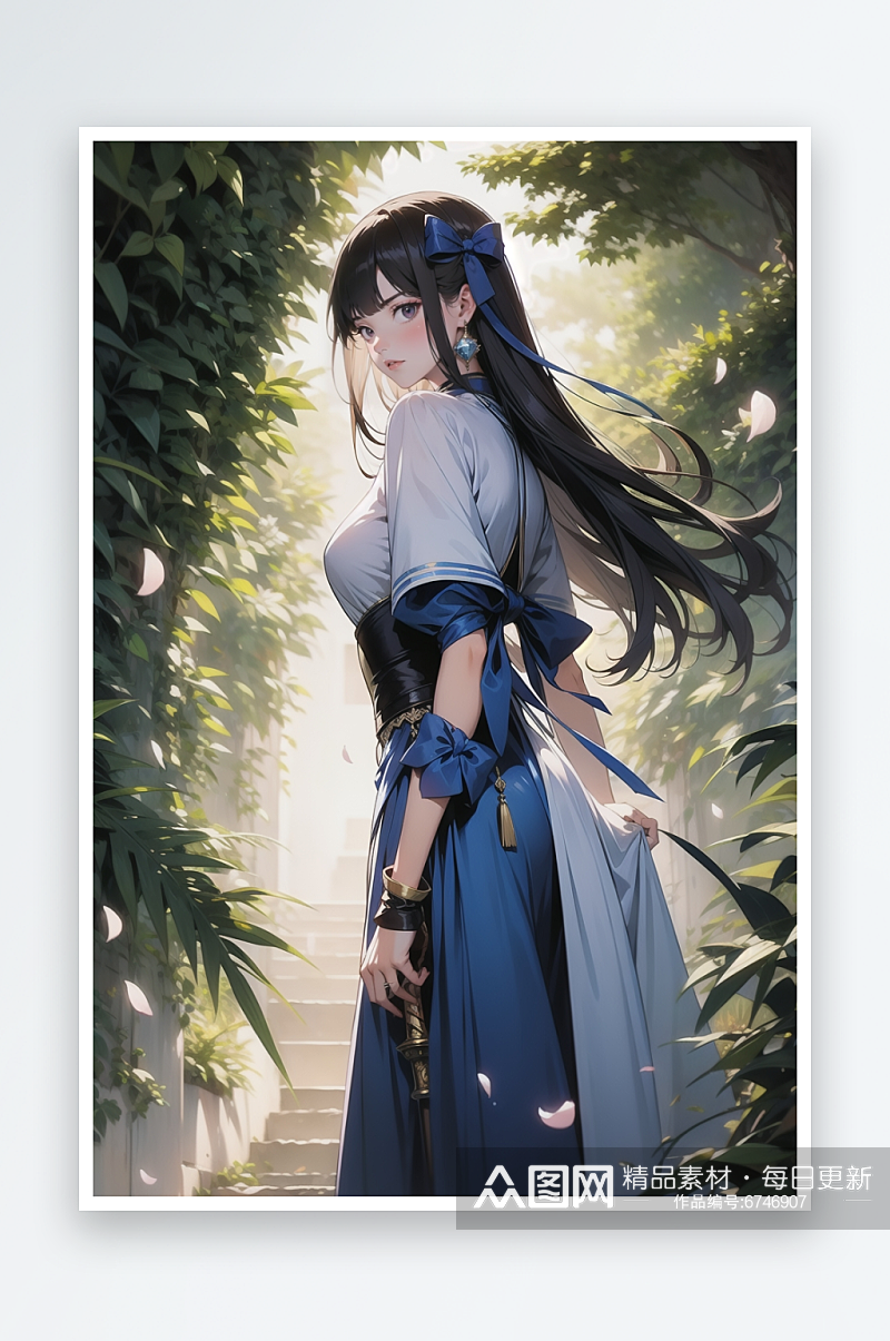 古风女侠客回望插画系列模板下载-编号6746907-众图网