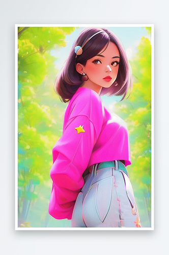 清纯唯美暖色美女插画系列七