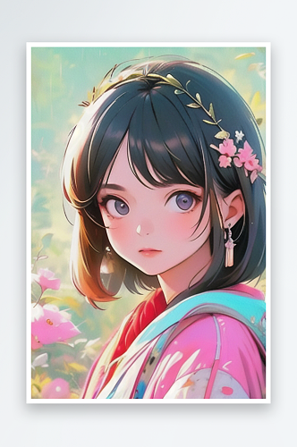 清纯美发少女插画系列