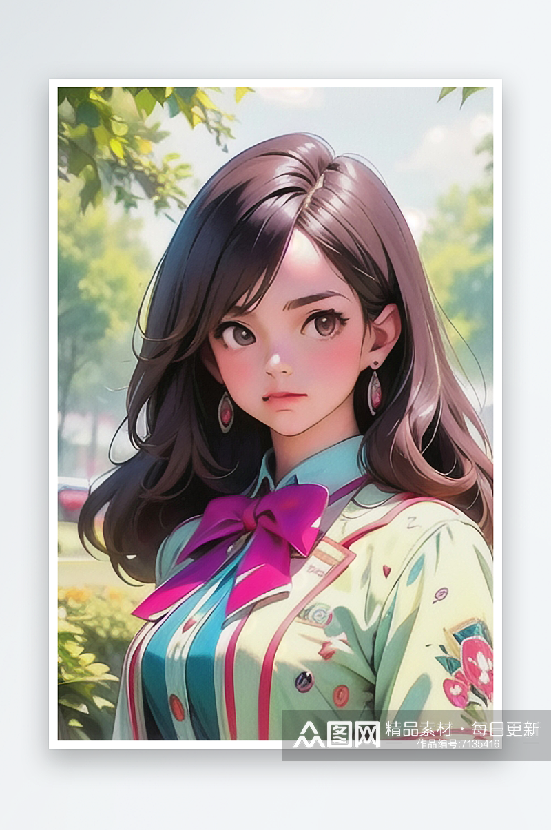 清纯唯美正装美女插画人物系列二素材