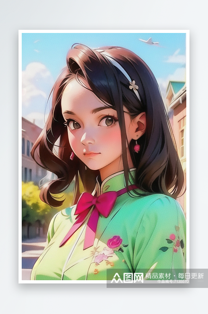 清纯唯美正装美女插画人物系列七素材