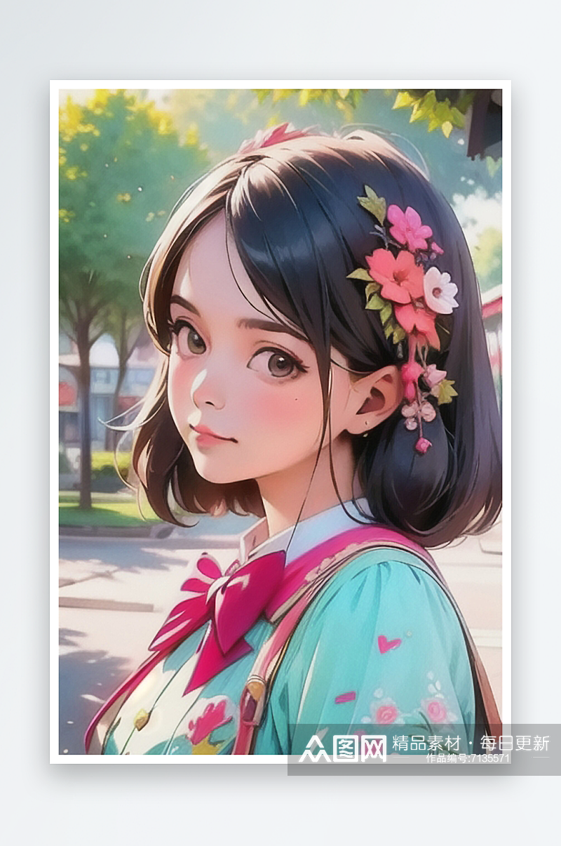 清纯唯美正装美女插画人物系列七素材