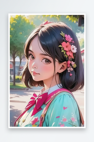 清纯唯美正装美女插画人物系列七