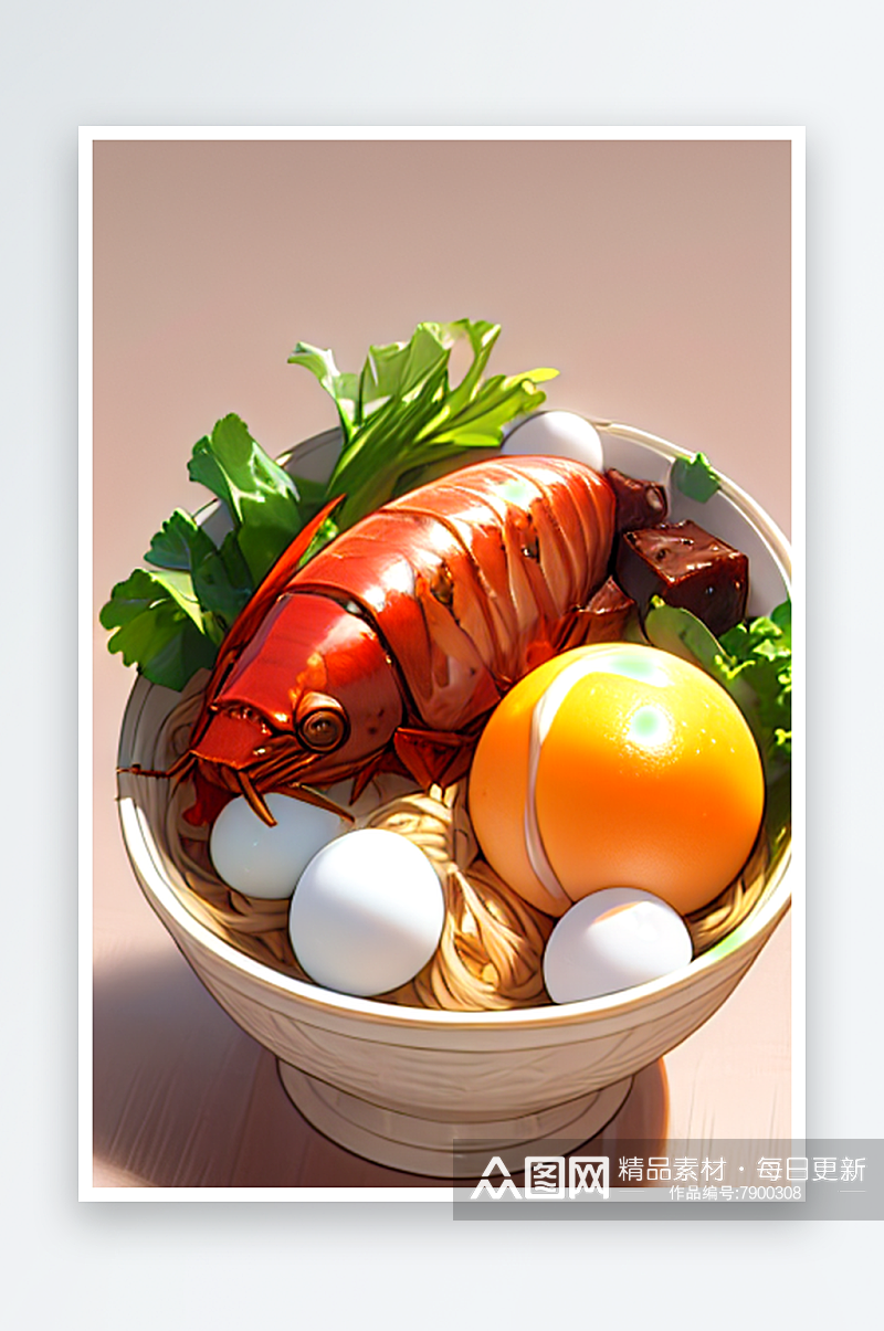一碗鸡蛋龙虾特色面素材