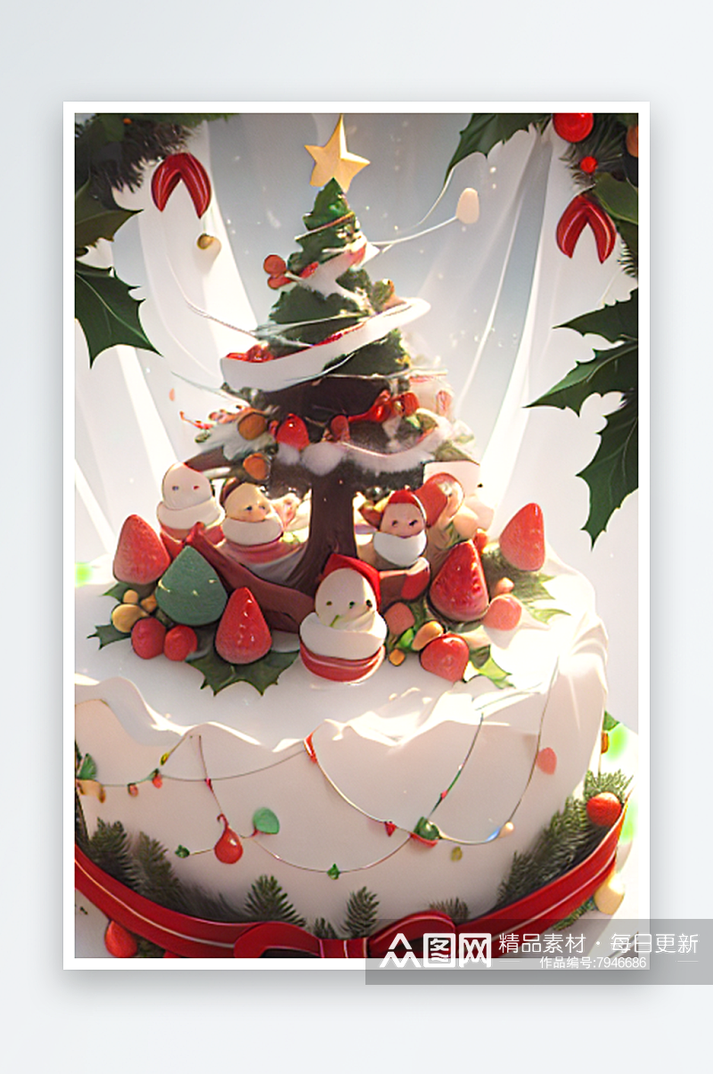 圣诞节甜点蛋糕美食系列图素材