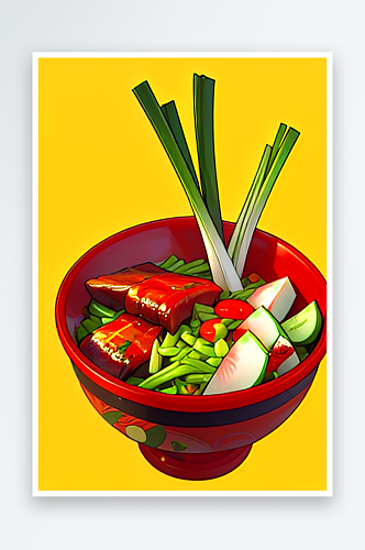 卡通肉类蔬菜小吃系列图