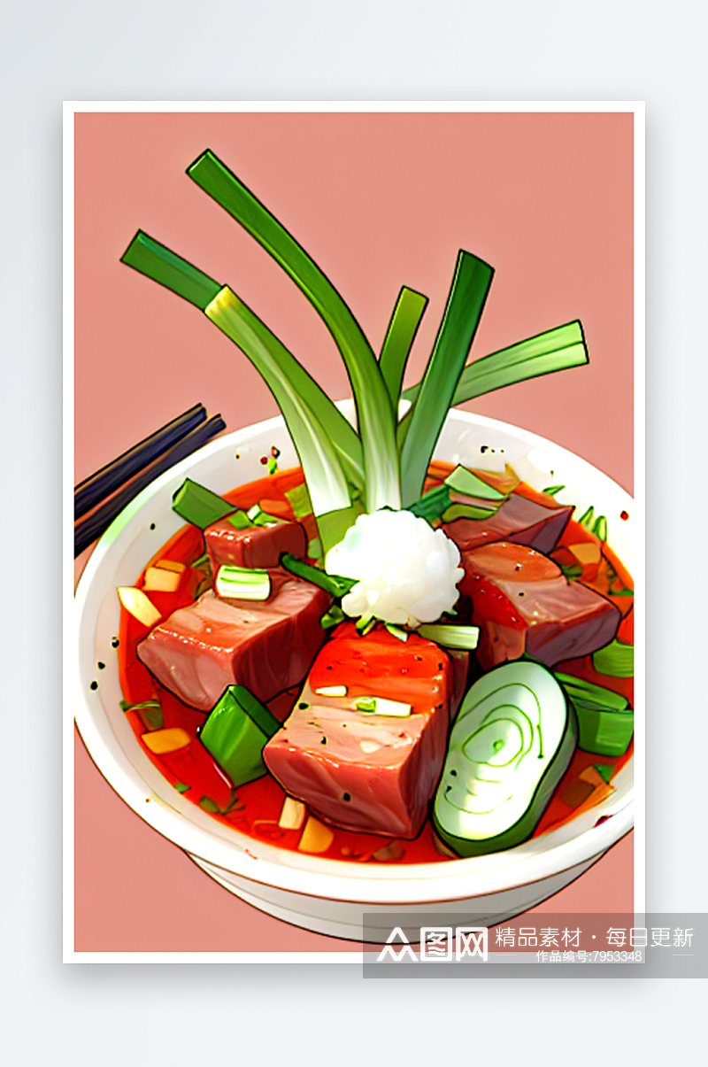卡通肉类蔬菜小吃系列图素材