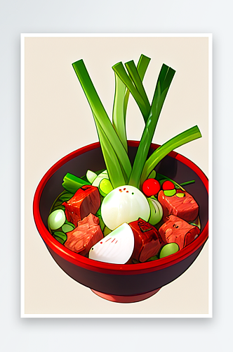 卡通蔬菜肉类小吃系列图