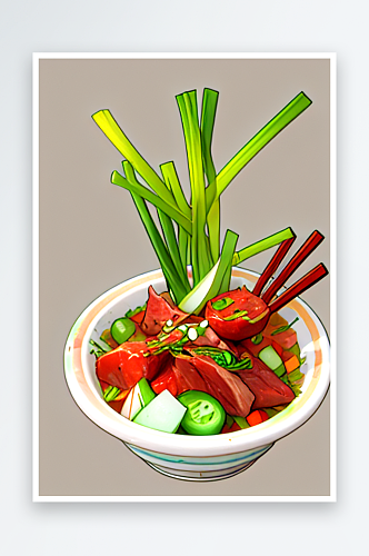 卡通蔬菜肉类小吃系列图