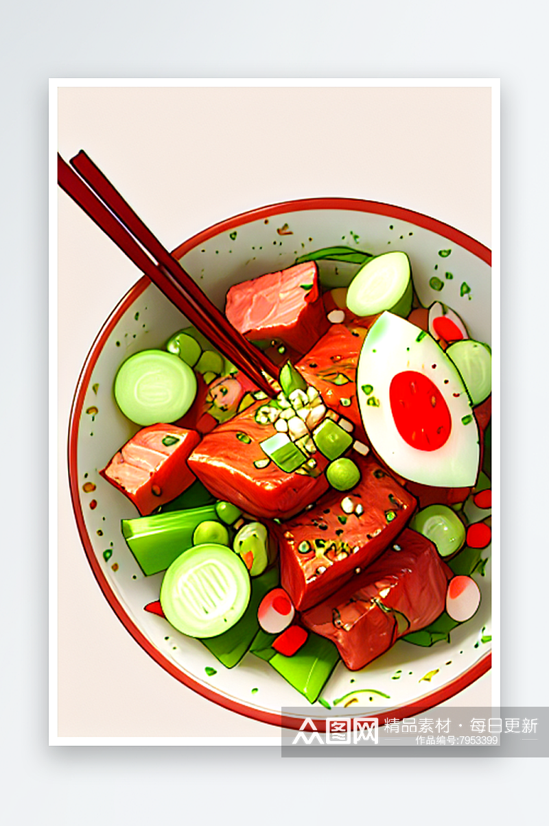 卡通肉类蔬菜小吃系列图素材