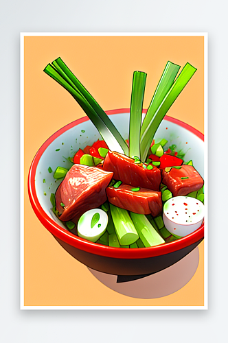 卡通肉类蔬菜小吃系列图