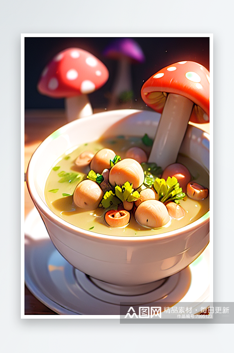 一份蘑菇蔬菜汤美食素材