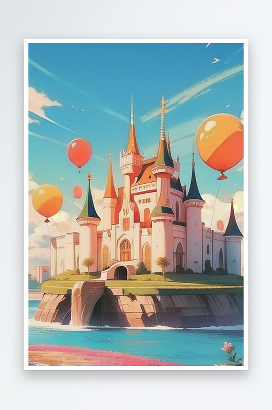 美丽气球建筑风景系列图