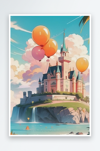 美丽气球建筑风景系列图