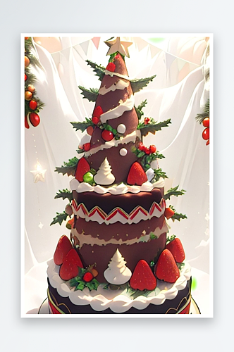 圣诞蛋糕装饰甜品美食图
