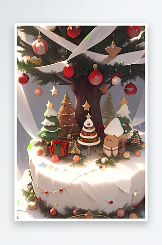 圣诞蛋糕装饰甜品美食图