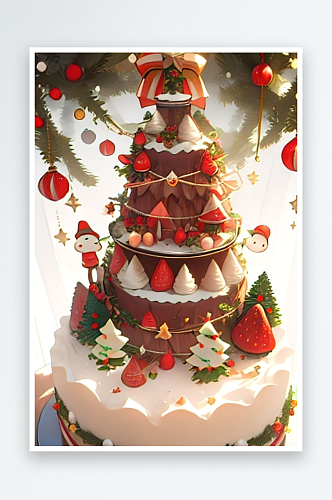 圣诞装饰蛋糕甜品美食图