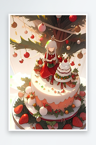 圣诞装饰蛋糕甜品美食图