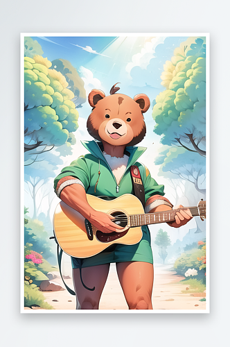 山中卡通音乐熊系列图片