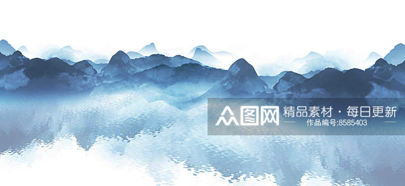 中国风水墨山水画海报素材背景底纹元素素材